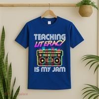 Back To School Retro Literacy Is My Jam 80S Teacher Boombox Gift T-Shirt thumb 2