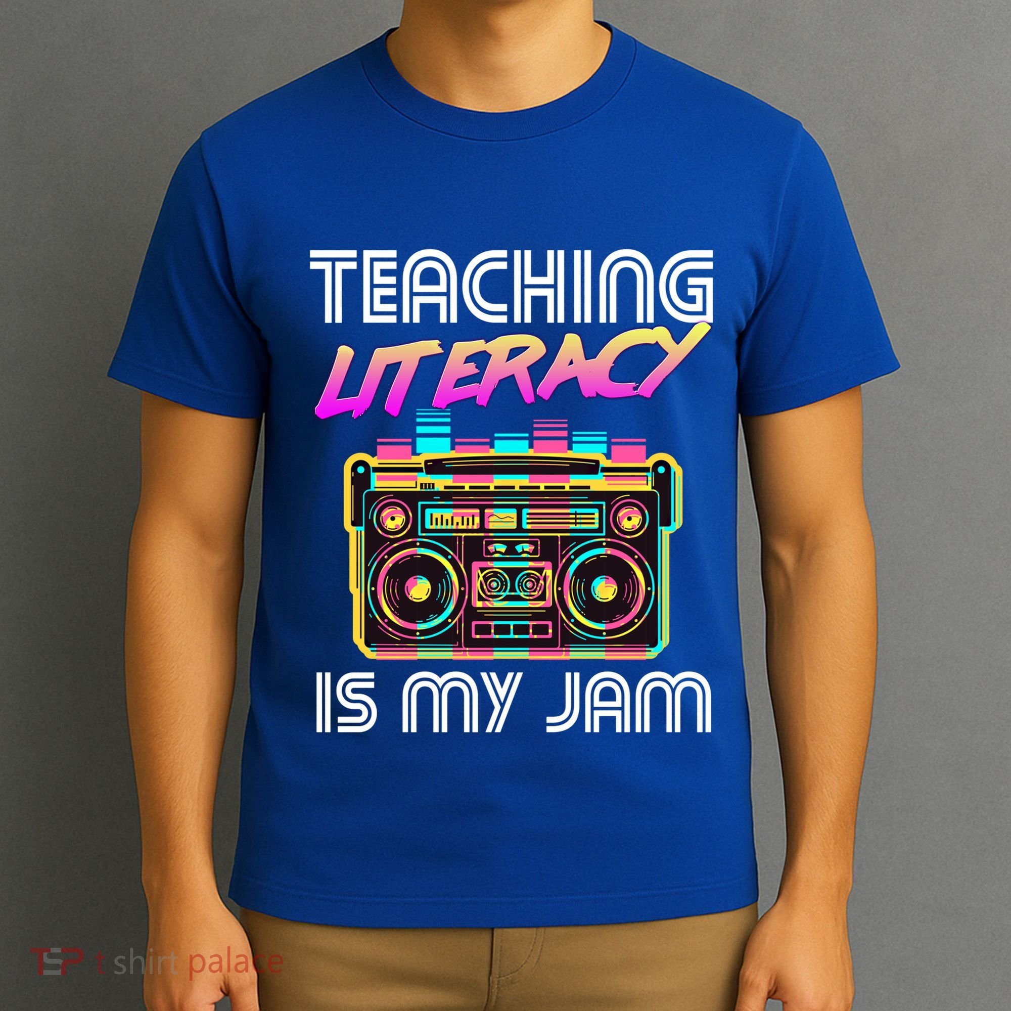 Back To School Retro Literacy Is My Jam 80S Teacher Boombox Gift T-Shirt