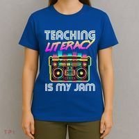 Back To School Retro Literacy Is My Jam 80S Teacher Boombox Gift T-Shirt thumb 4