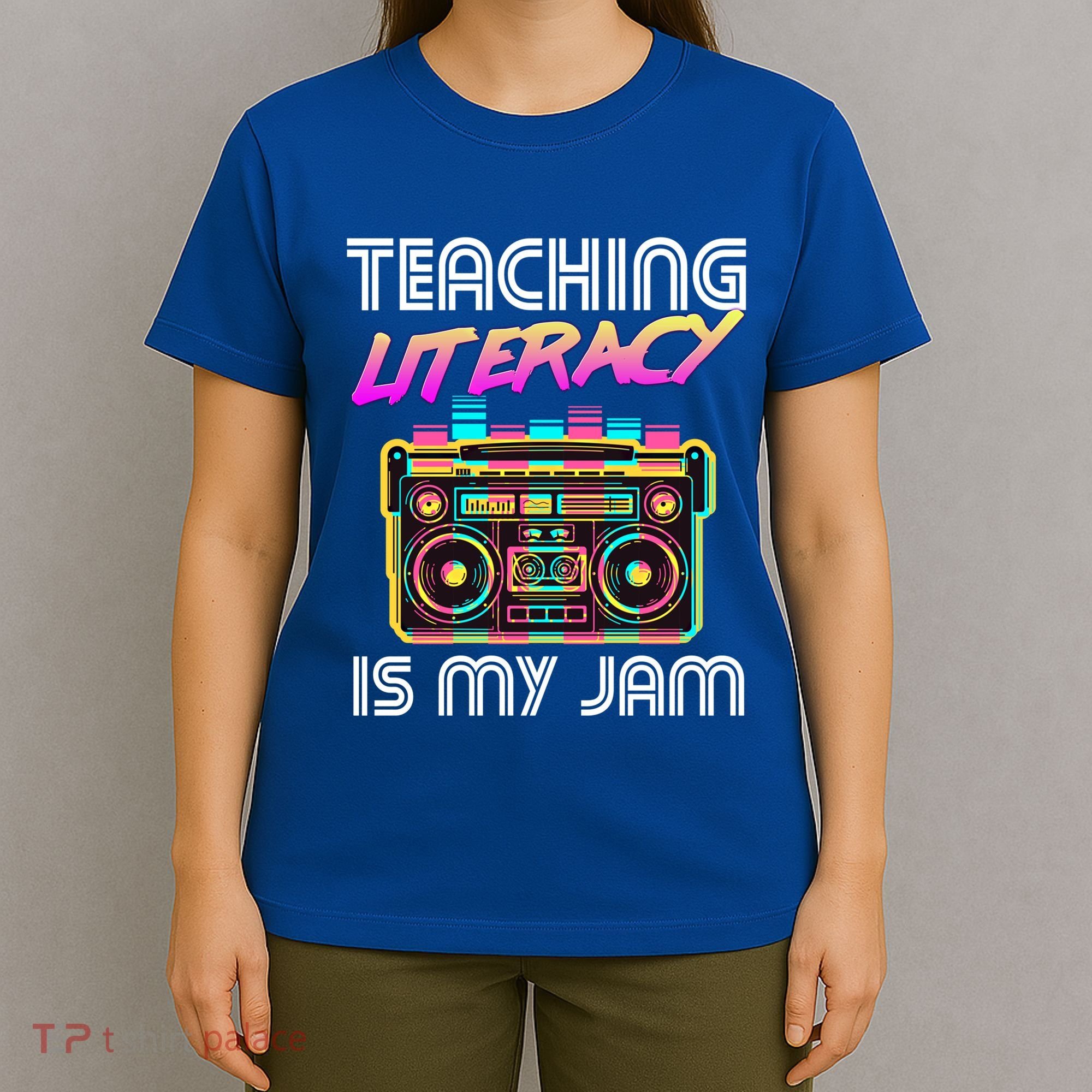 Back To School Retro Literacy Is My Jam 80S Teacher Boombox Gift T-Shirt