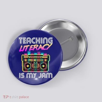 Back To School Retro Literacy Is My Jam 80S Teacher Boombox Gift Button