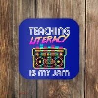 Back To School Retro Literacy Is My Jam 80S Teacher Boombox Gift Coaster thumb 0