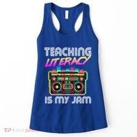 Back To School Retro Literacy Is My Jam 80S Teacher Boombox Gift Women's Tank Top thumb 0