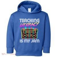 Back To School Retro Literacy Is My Jam 80S Teacher Boombox Gift Toddler Hoodie thumb 0