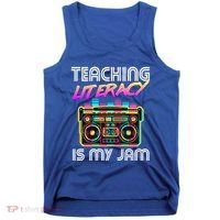 Back To School Retro Literacy Is My Jam 80S Teacher Boombox Gift Tank Top thumb 0