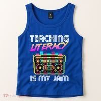 Back To School Retro Literacy Is My Jam 80S Teacher Boombox Gift Tank Top thumb 2