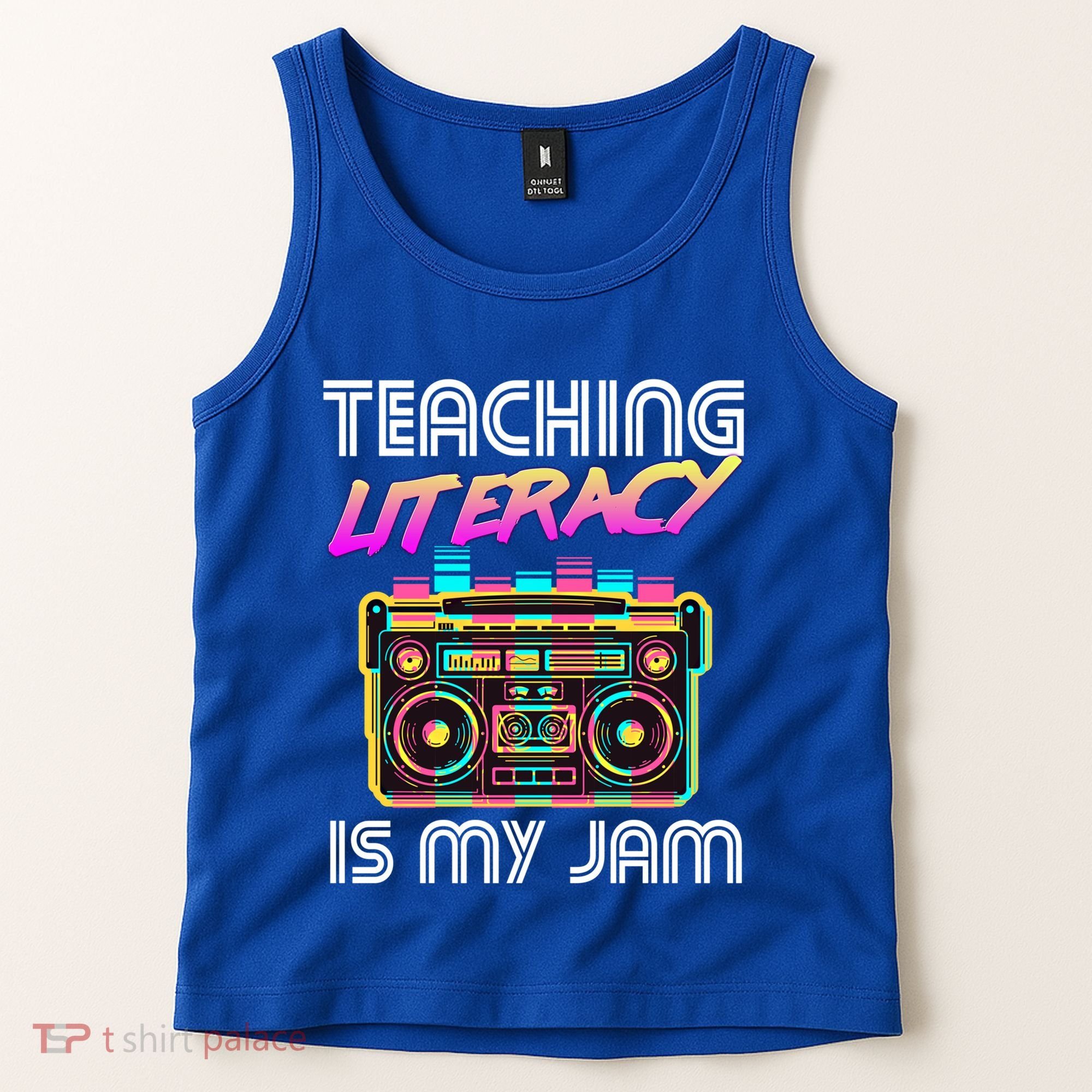 Back To School Retro Literacy Is My Jam 80S Teacher Boombox Gift Tank Top