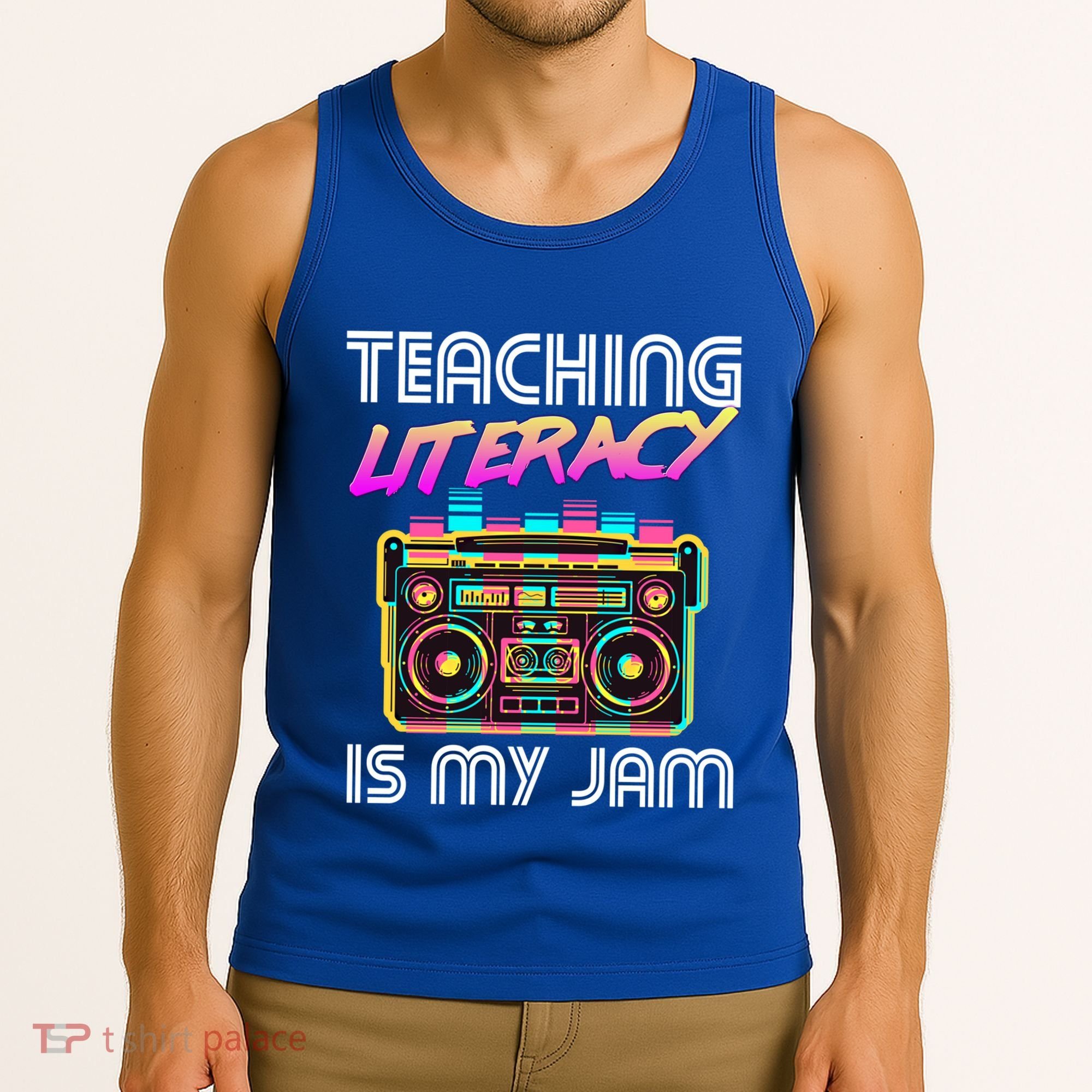 Back To School Retro Literacy Is My Jam 80S Teacher Boombox Gift Tank Top
