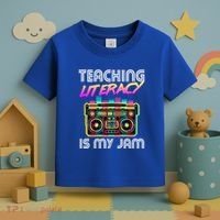 Back To School Retro Literacy Is My Jam 80S Teacher Boombox Gift Toddler T-Shirt thumb 3