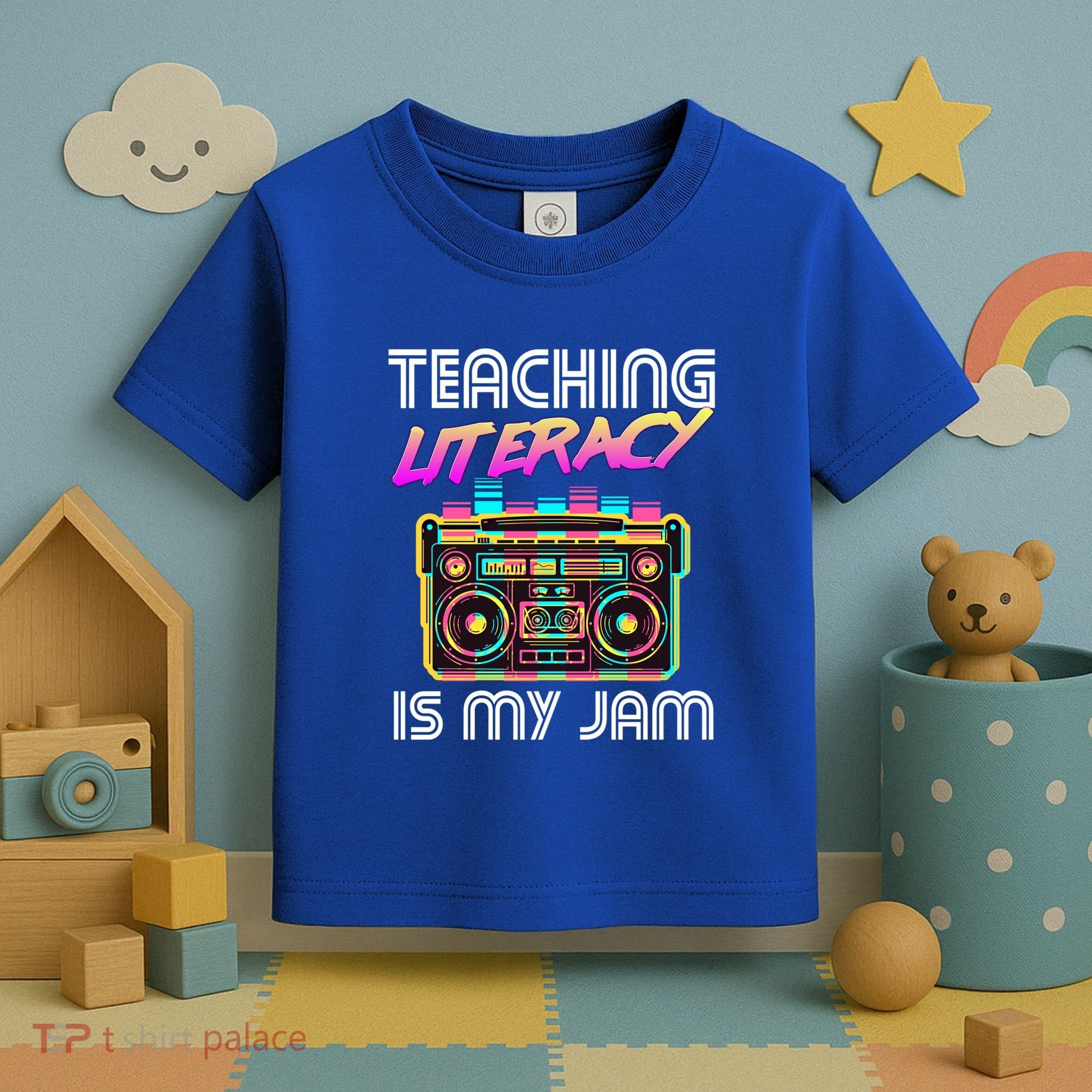 Back To School Retro Literacy Is My Jam 80S Teacher Boombox Gift Toddler T-Shirt