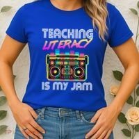 Back To School Retro Literacy Is My Jam 80S Teacher Boombox Gift Women's T-Shirt thumb 2
