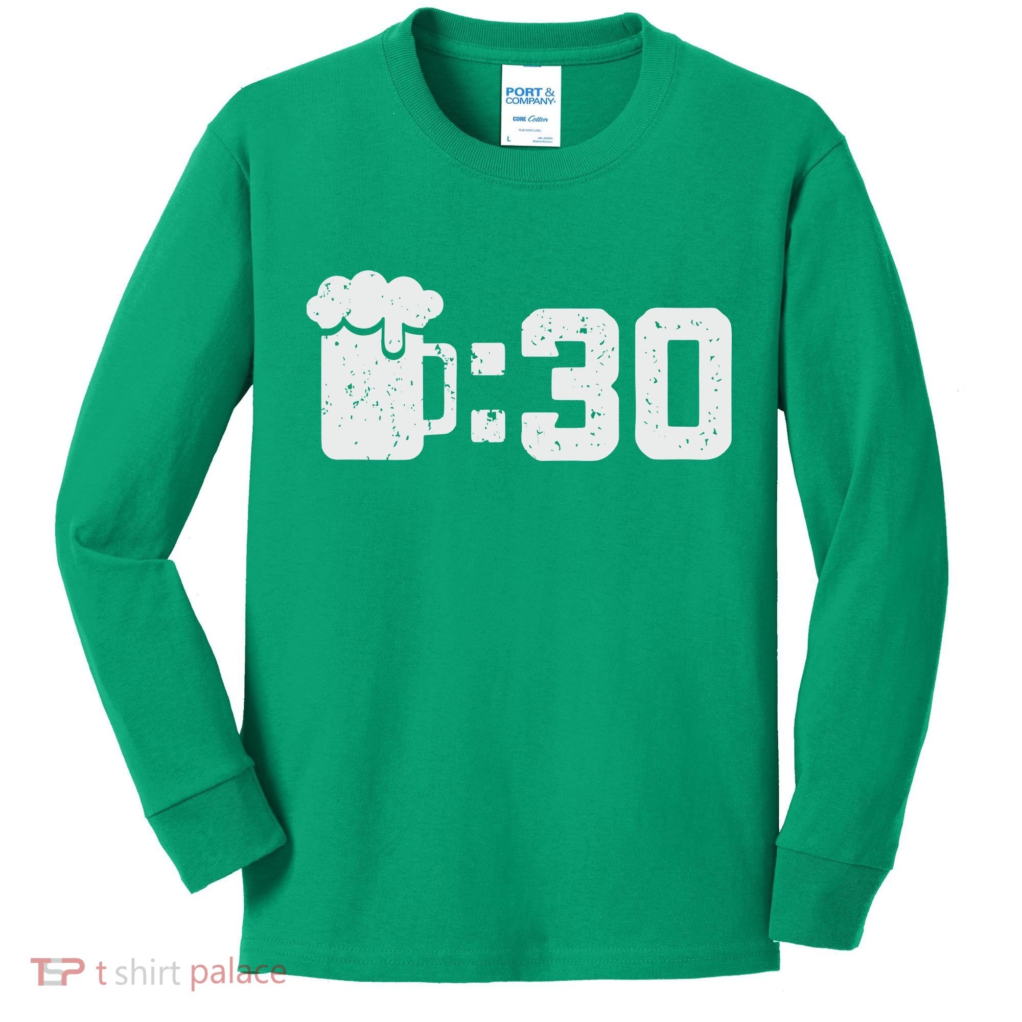 Beer Thirty St Patricks Shamrock Lucky Green Irish Kids Long Sleeve Shirt