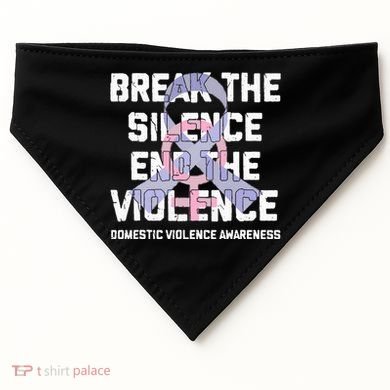 Break The Silence End Violence Domestic Violence Awareness USA-Made Doggie Bandana