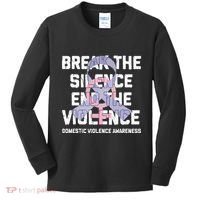 Break The Silence End Violence Domestic Violence Awareness Kids Long Sleeve Shirt thumb 0