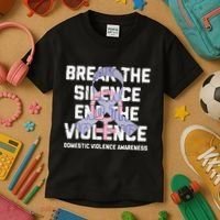 Break The Silence End Violence Domestic Violence Awareness Kids T-Shirt thumb 3