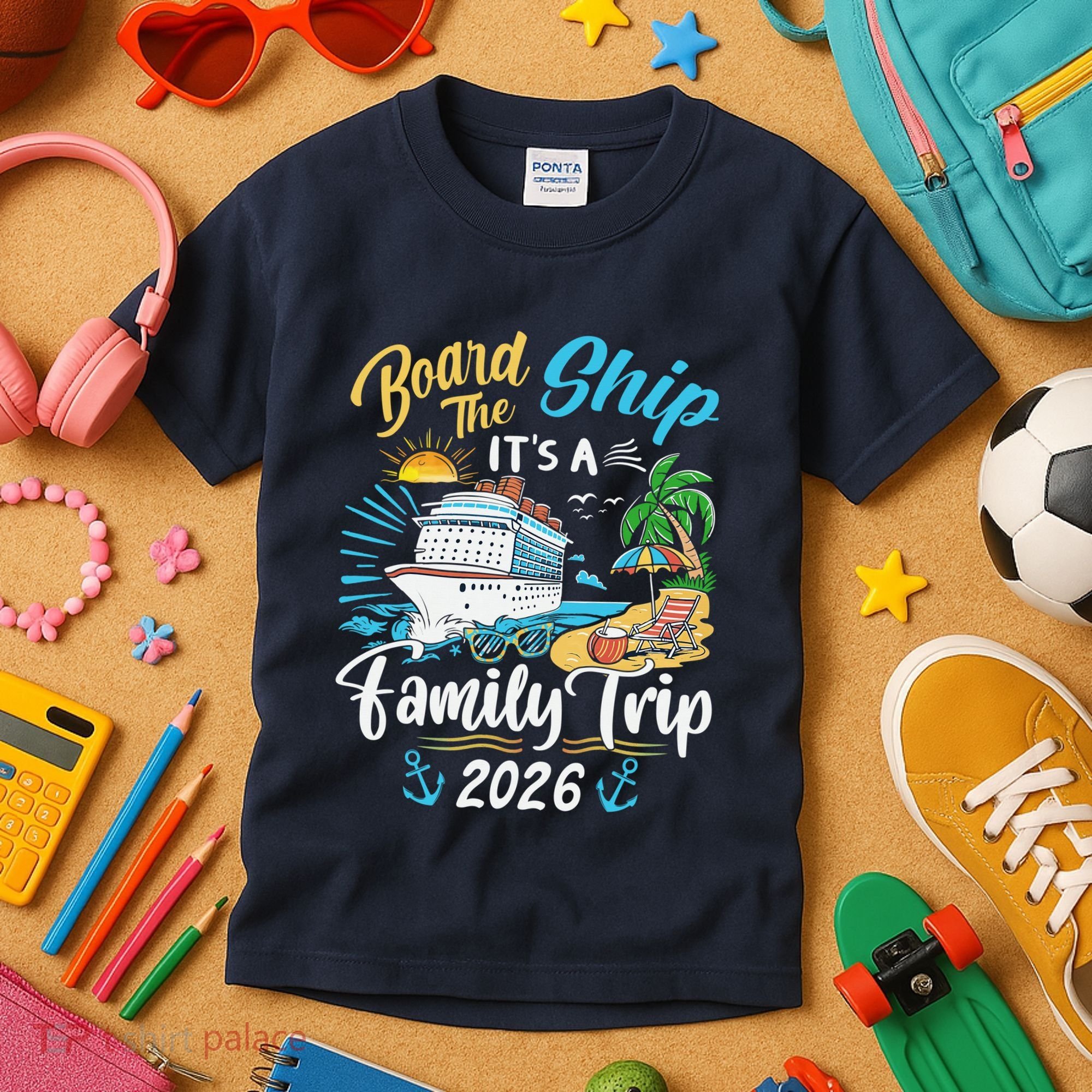 Board The Ship ItS A Birthday Trip 2026 Birthday Cruise Kids T-Shirt
