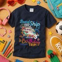 Board The Ship ItS My 3rd Birthday Trip Cruise Vacation Kids T-Shirt thumb 3