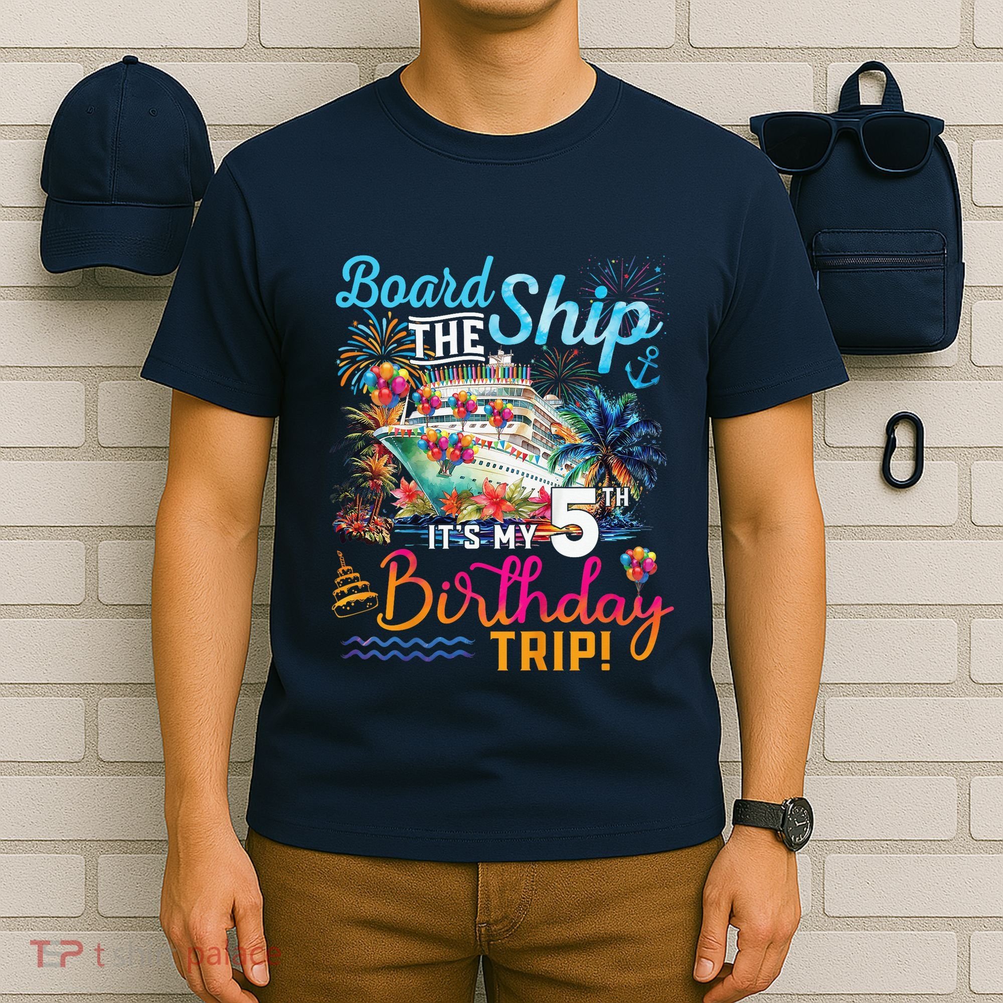 Board The Ship ItS My 5th Birthday Trip Cruise Birthday T-Shirt