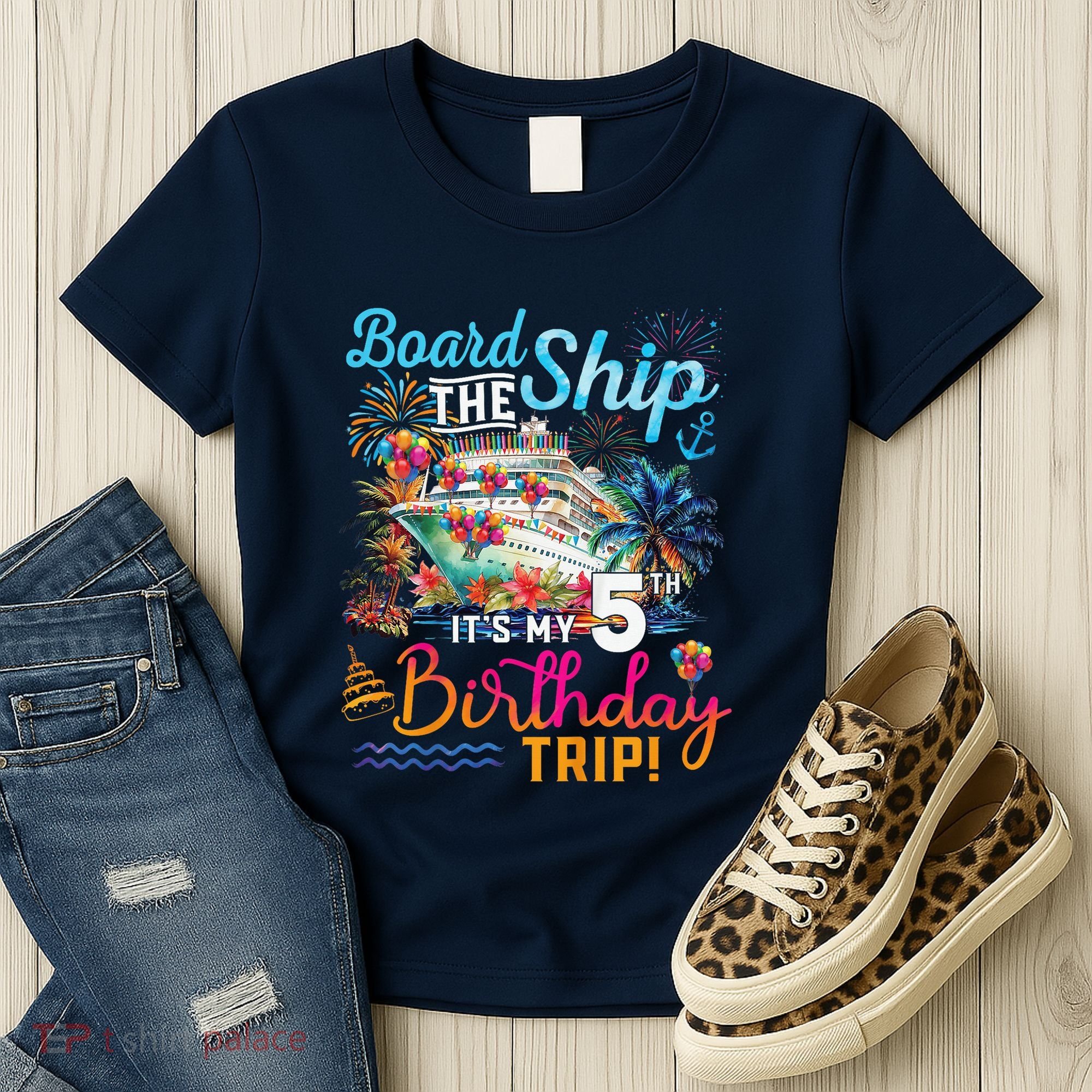 Board The Ship ItS My 5th Birthday Trip Cruise Birthday Women's T-Shirt