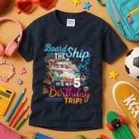 Board The Ship ItS My 5th Birthday Trip Cruise Birthday Kids T-Shirt thumb 3