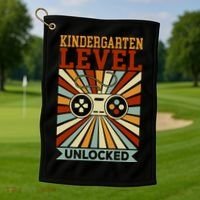 Back To School Kindergarten Level Unlocked Golf Towel thumb 1