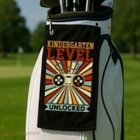Back To School Kindergarten Level Unlocked Golf Towel thumb 2