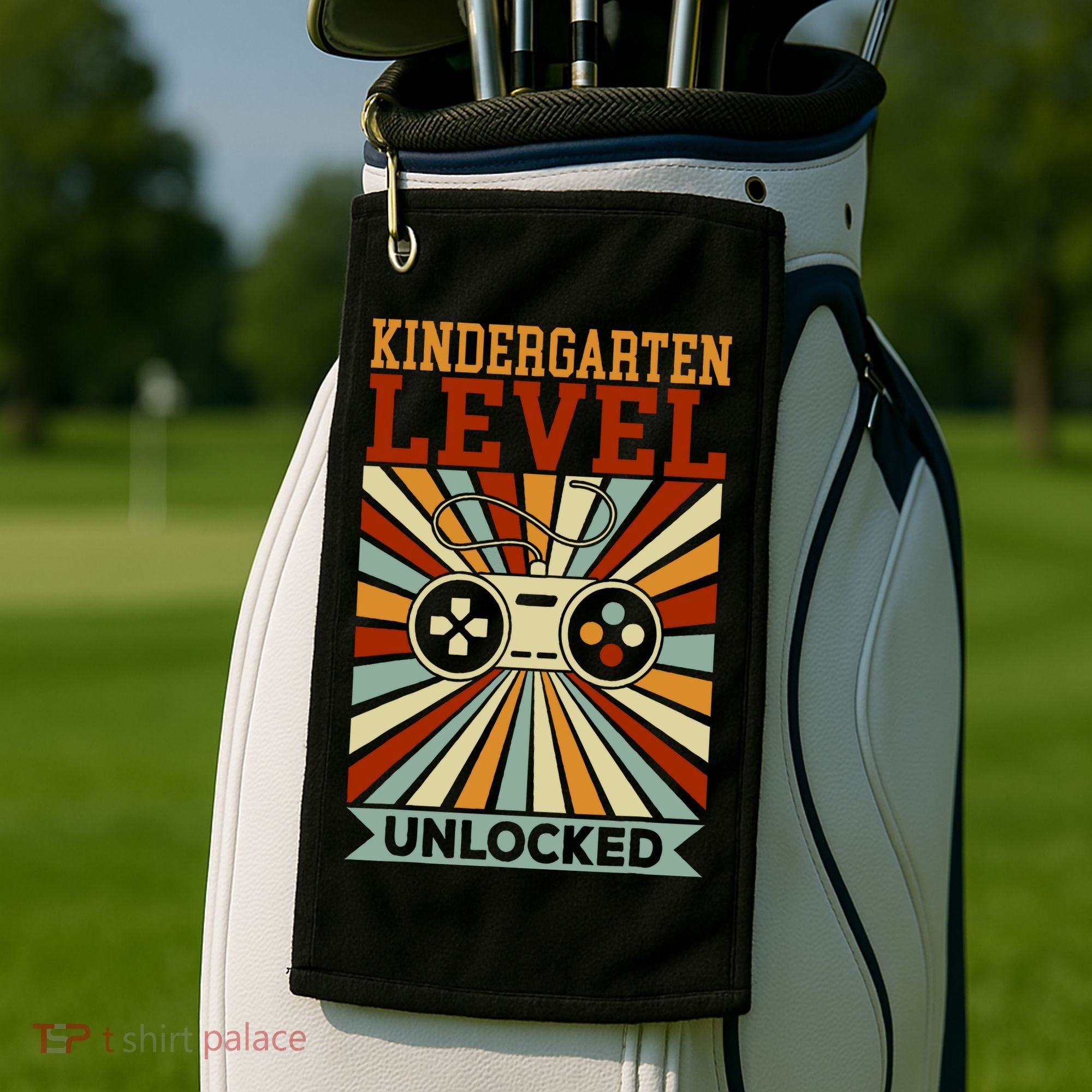 Back To School Kindergarten Level Unlocked Golf Towel