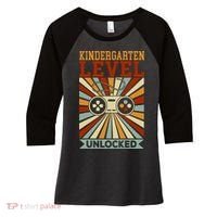 Back To School Kindergarten Level Unlocked Women's Tri-Blend 3/4-Sleeve Raglan Shirt thumb 0