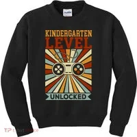 Back To School Kindergarten Level Unlocked Kids Sweatshirt thumb 0