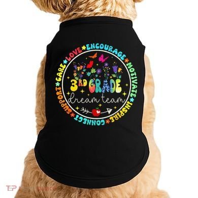 Back To School Third Grade Dream Team Teacher Flower Doggie Tank