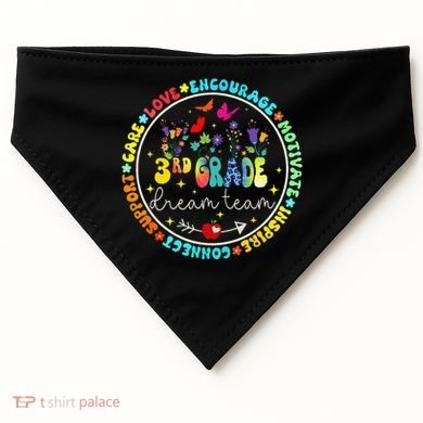 Back To School Third Grade Dream Team Teacher Flower USA-Made Doggie Bandana