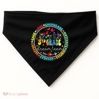 Back To School Third Grade Dream Team Teacher Flower USA-Made Doggie Bandana thumb 0
