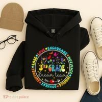 Back To School Third Grade Dream Team Teacher Flower Hoodie thumb 4