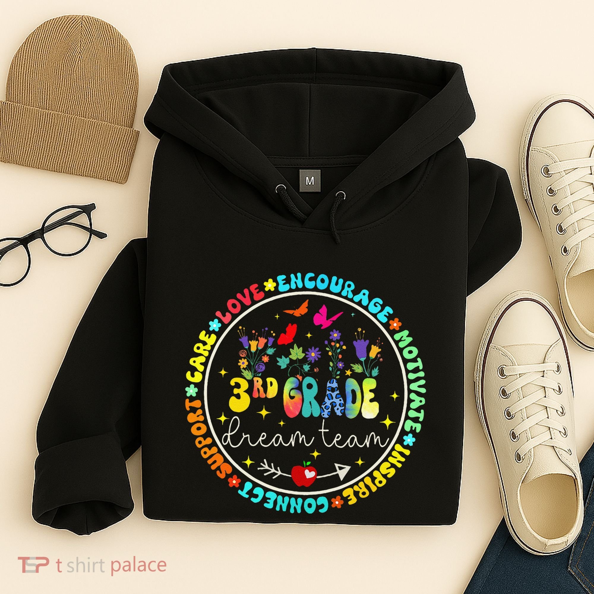 Back To School Third Grade Dream Team Teacher Flower Hoodie