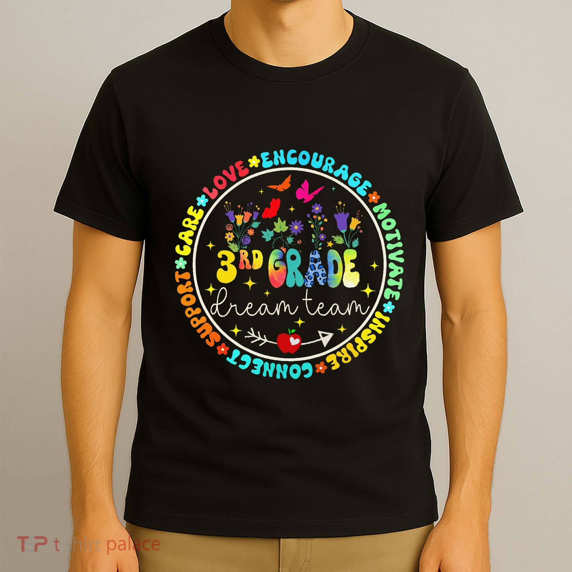 Back To School Third Grade Dream Team Teacher Flower T-Shirt