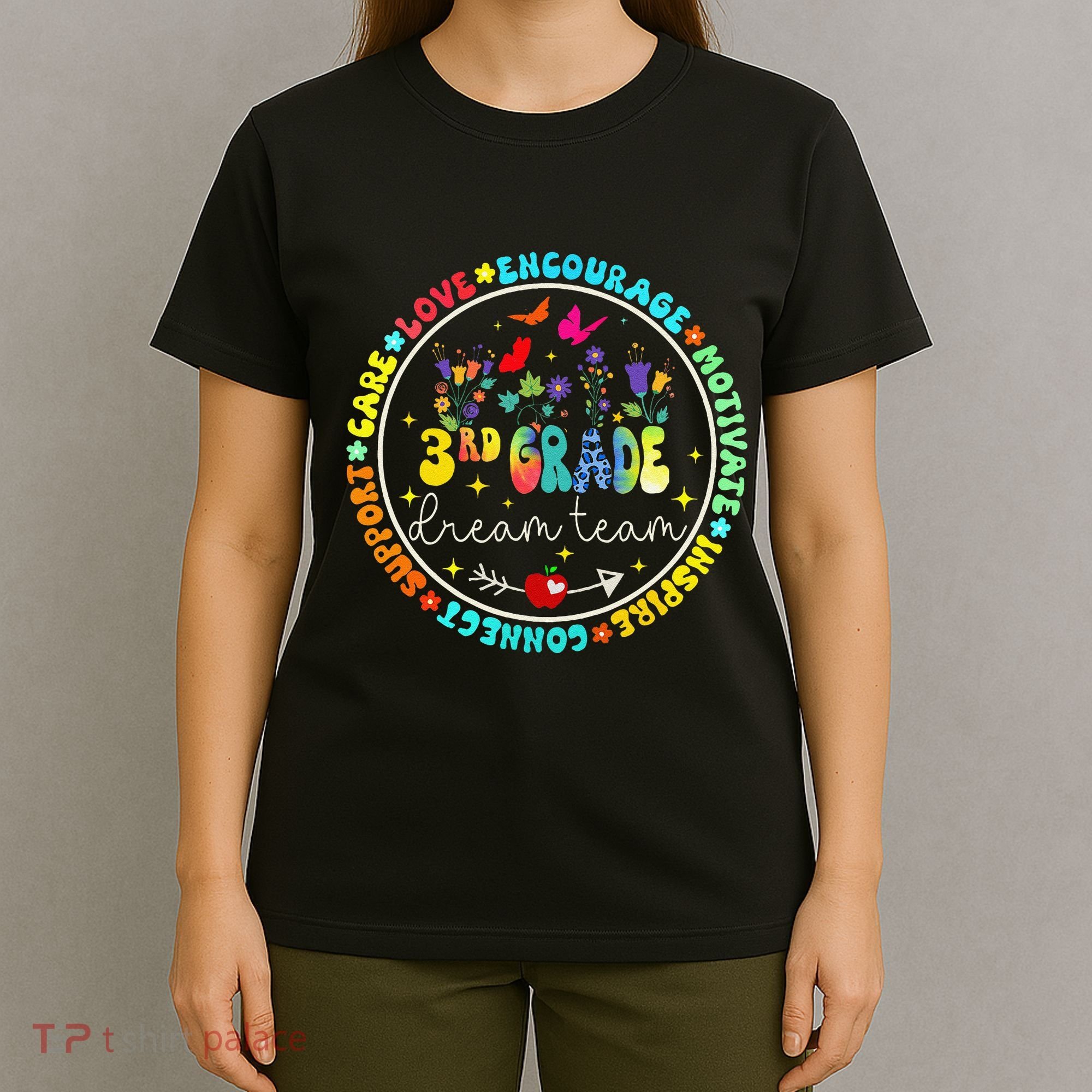 Back To School Third Grade Dream Team Teacher Flower T-Shirt
