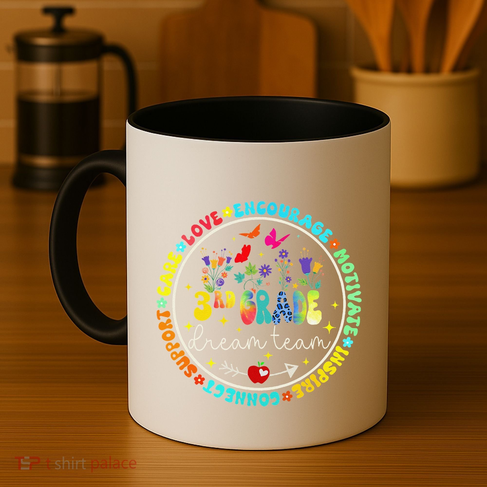 Back To School Third Grade Dream Team Teacher Flower Coffee Mug