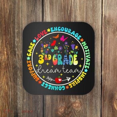 Back To School Third Grade Dream Team Teacher Flower Coaster