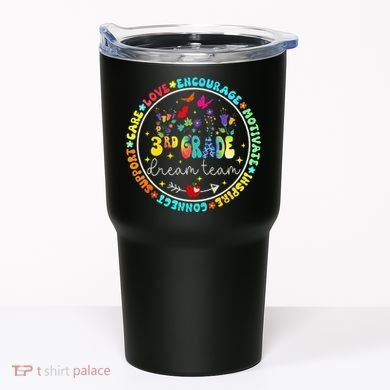 Back To School Third Grade Dream Team Teacher Flower Tumbler