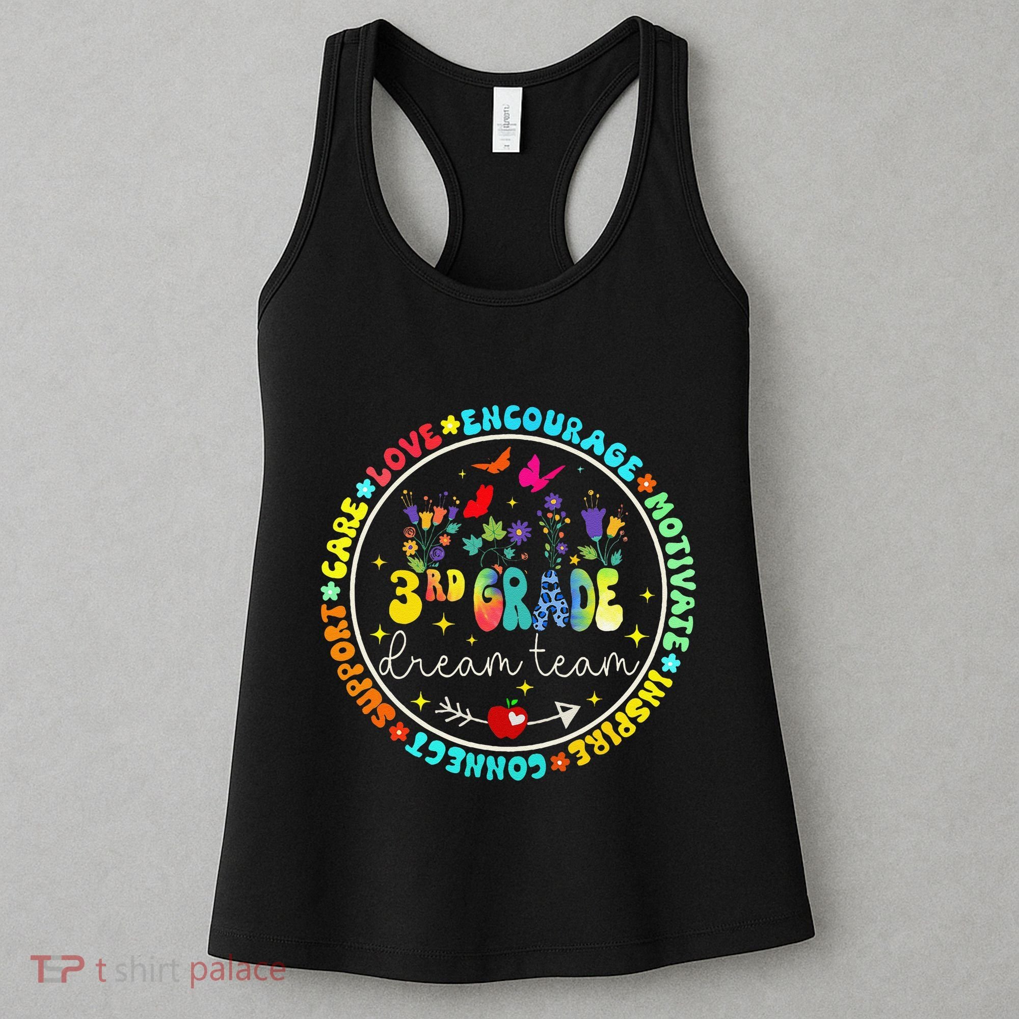 Back To School Third Grade Dream Team Teacher Flower Women's Tank Top