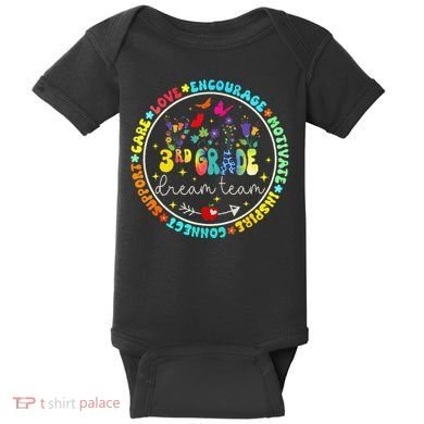 Back To School Third Grade Dream Team Teacher Flower Baby Bodysuit
