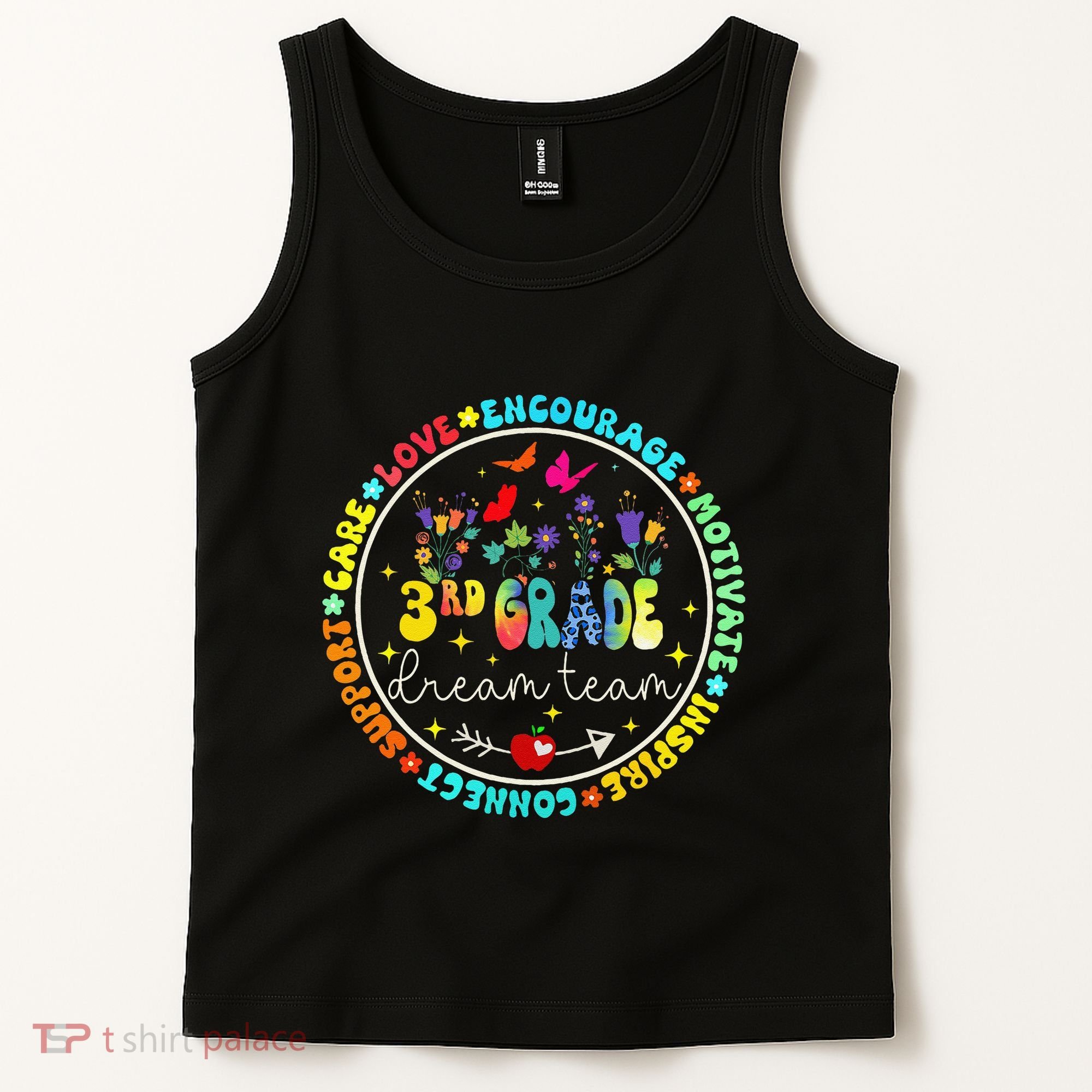 Back To School Third Grade Dream Team Teacher Flower Tank Top