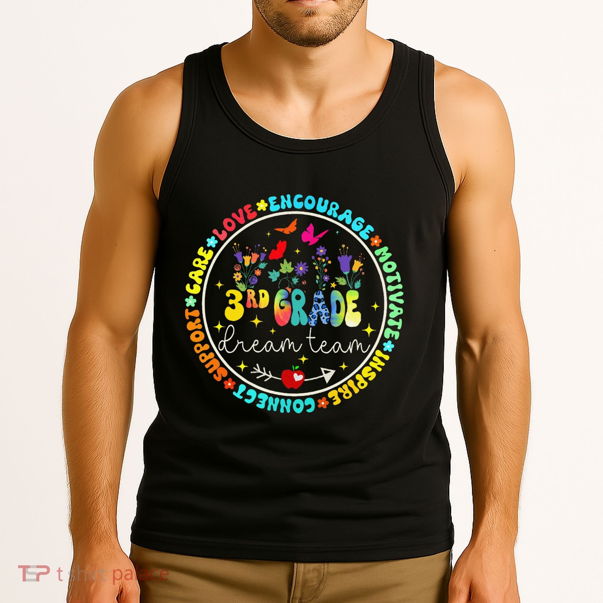 Back To School Third Grade Dream Team Teacher Flower Tank Top