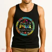 Back To School Third Grade Dream Team Teacher Flower Tank Top thumb 3