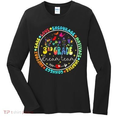 Back To School Third Grade Dream Team Teacher Flower Women's Long Sleeve Shirt