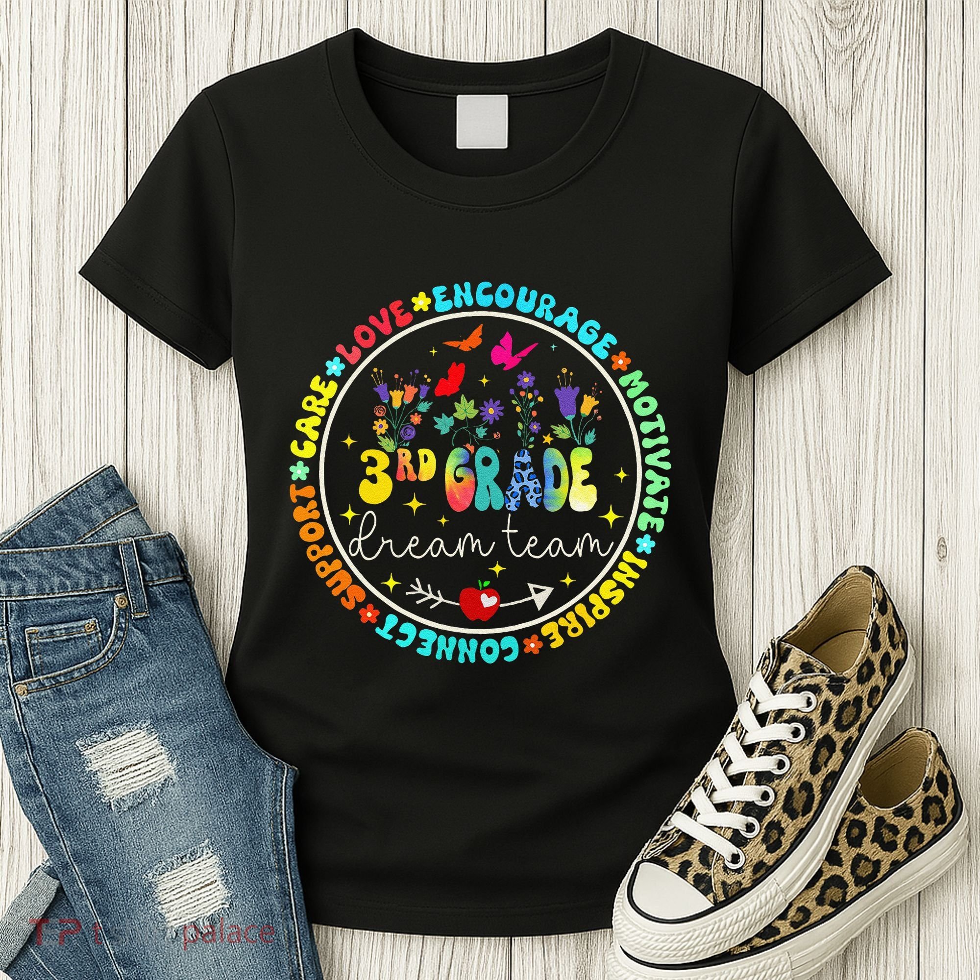Back To School Third Grade Dream Team Teacher Flower Women's T-Shirt