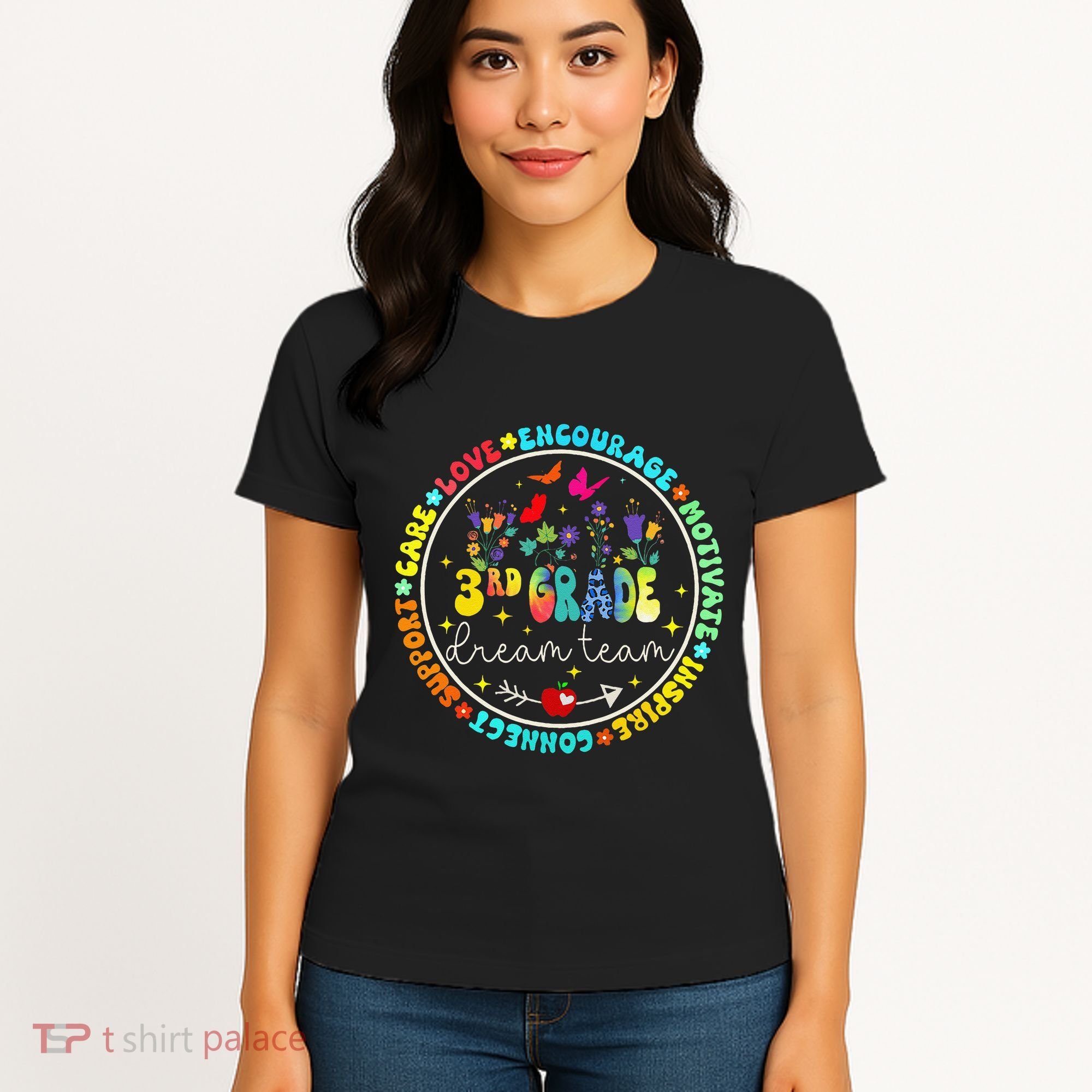 Back To School Third Grade Dream Team Teacher Flower Women's T-Shirt