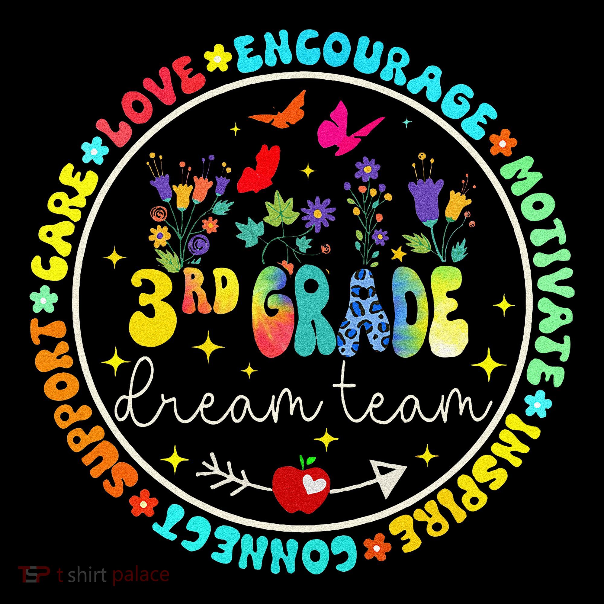 Back To School Third Grade Dream Team Teacher Flower Kids Sweatshirt