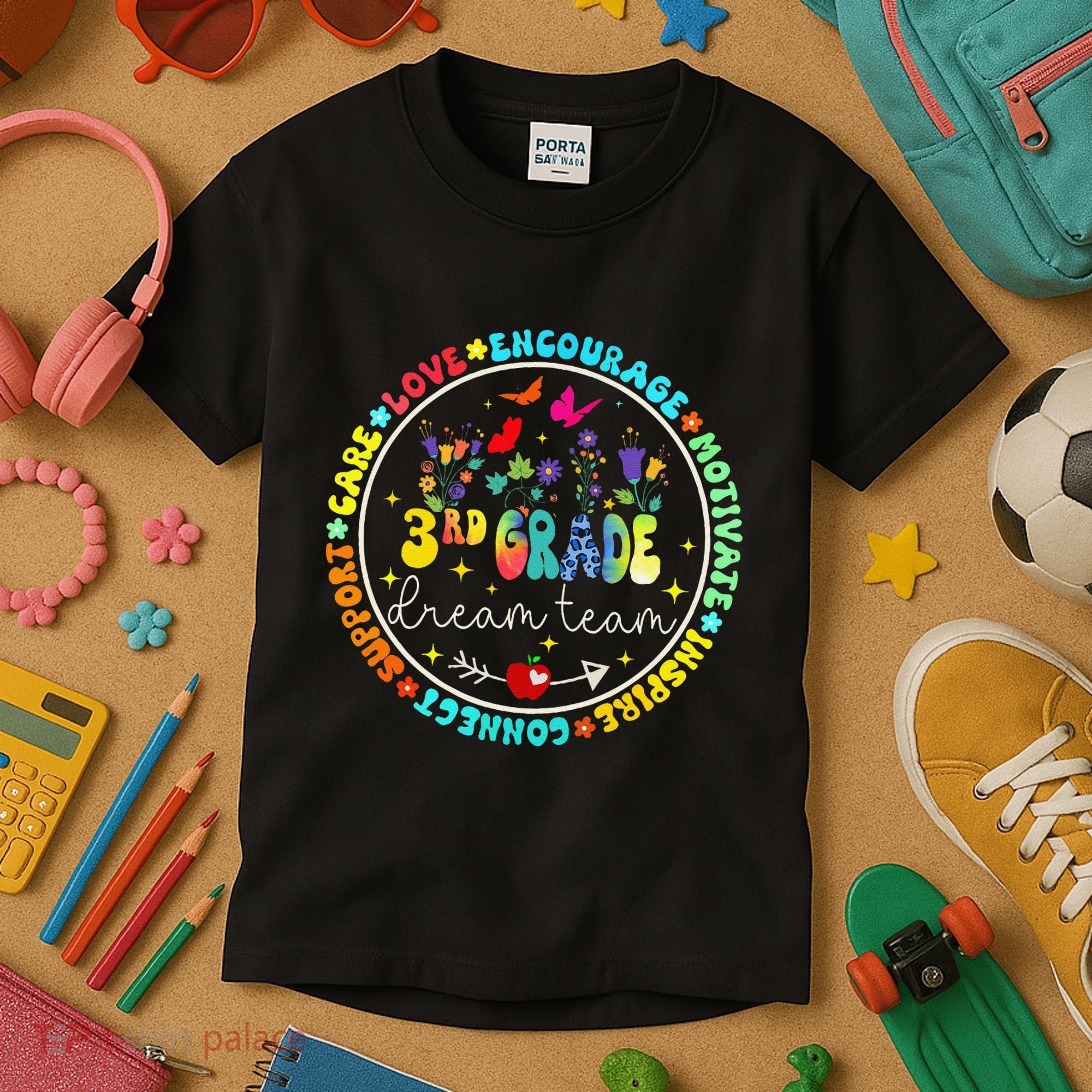 Back To School Third Grade Dream Team Teacher Flower Kids T-Shirt