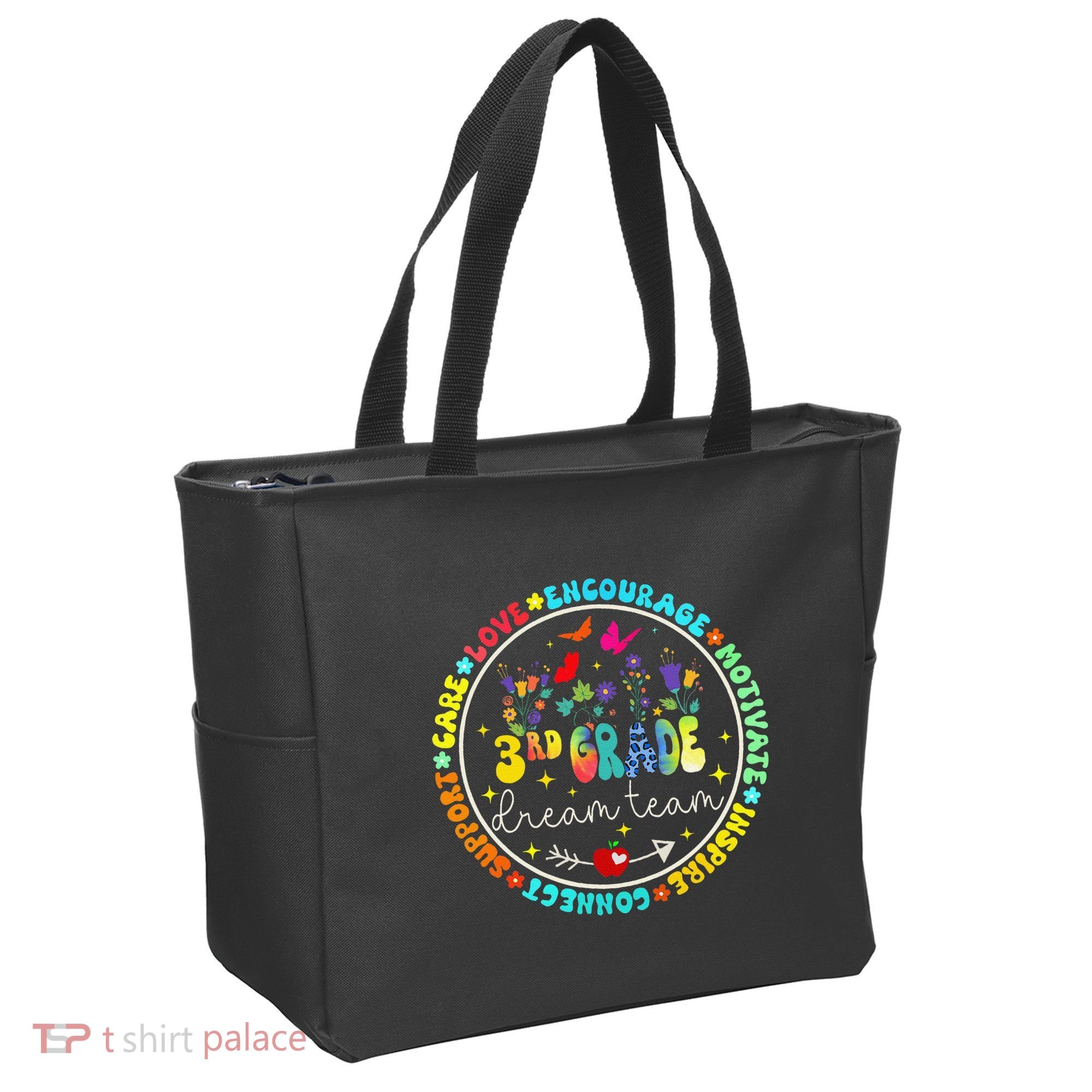 Back To School Third Grade Dream Team Teacher Flower Tote Bag